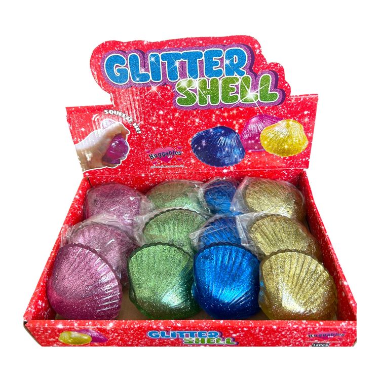 Glitter Squishy Shell Fidget Sensory Squish Toy - 4 Colours